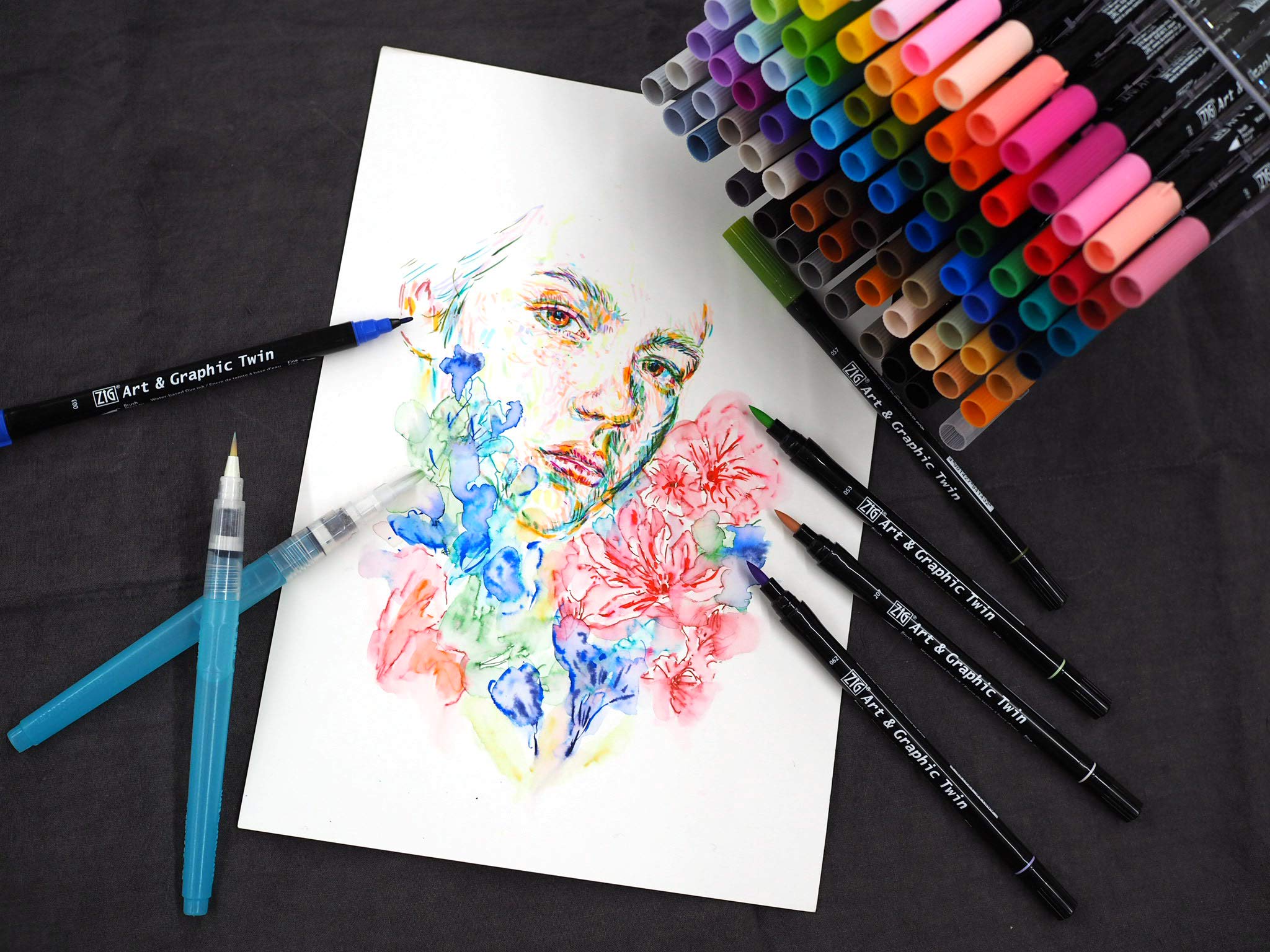 Amazon.com: Zig Kuretake ART & GRAPHIC TWIN 4 color set
